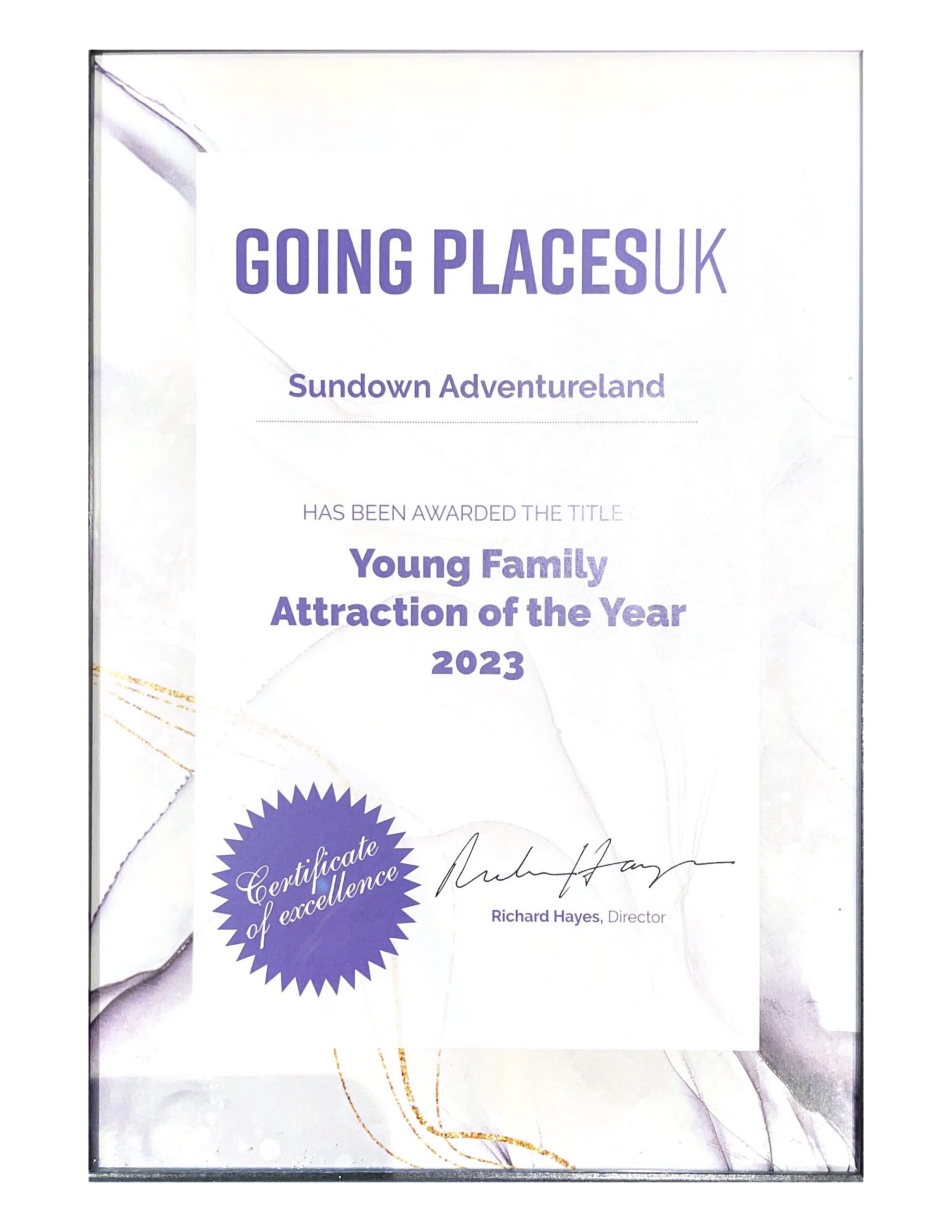 GOING PLACES UK 2023 Award For Sundown Adventureland 2000X2588
