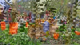 Eggbert In The Middle Of The Easter Patch At Sundown Adventureland