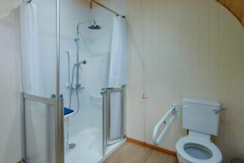Rabbit Accessible 3 Bedroom Lodge at Sundown Adventureland inside en suite bathroom