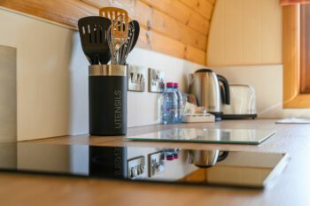 The kitchen at the Rabbit Accessible Lodge at Wild Acre Village at Sundown Adventureland.