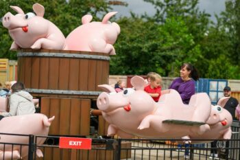 The Giddy Piggies Ride at Sundown Adventureland theme park for the under tens in Nottinghamshire