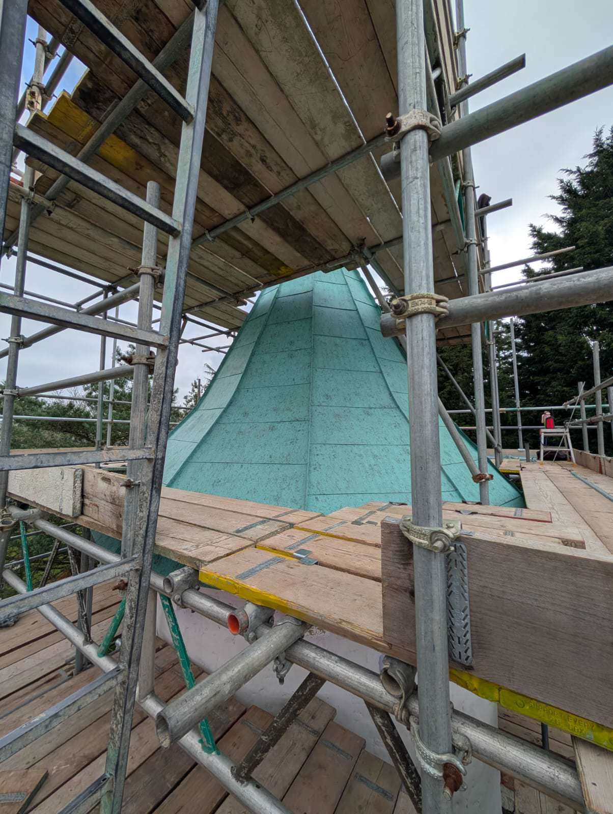 Close up of roof repair at The Refurbishment of Lollipoppet Castle at Sundown Adventureland is underway