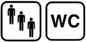 Standing and Queuing or Urgent Access to Toilets symbol from Queue Assist Pass